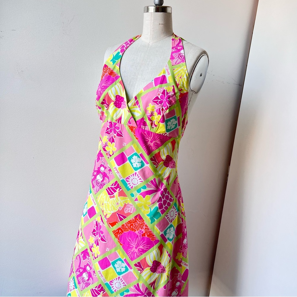 Vintage Lilly Halter Dress multi bright color size 4 - Picture 5 of 13